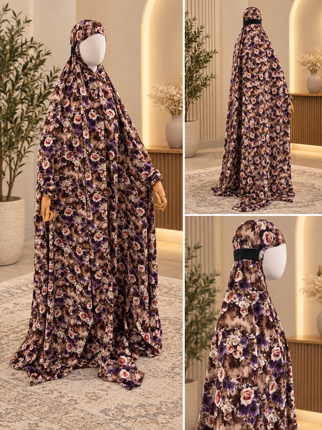 Floral One-Piece Prayer Garment — Floor Length