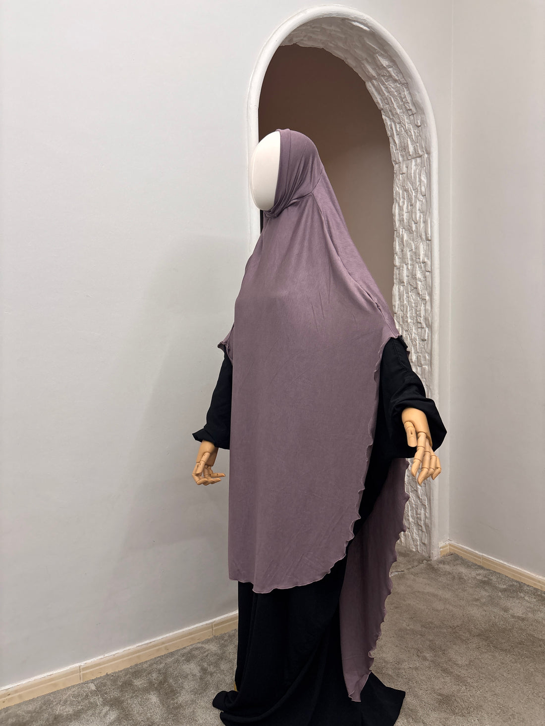 Extra-Long Cotton Stretch Khimar — Slip-On Style