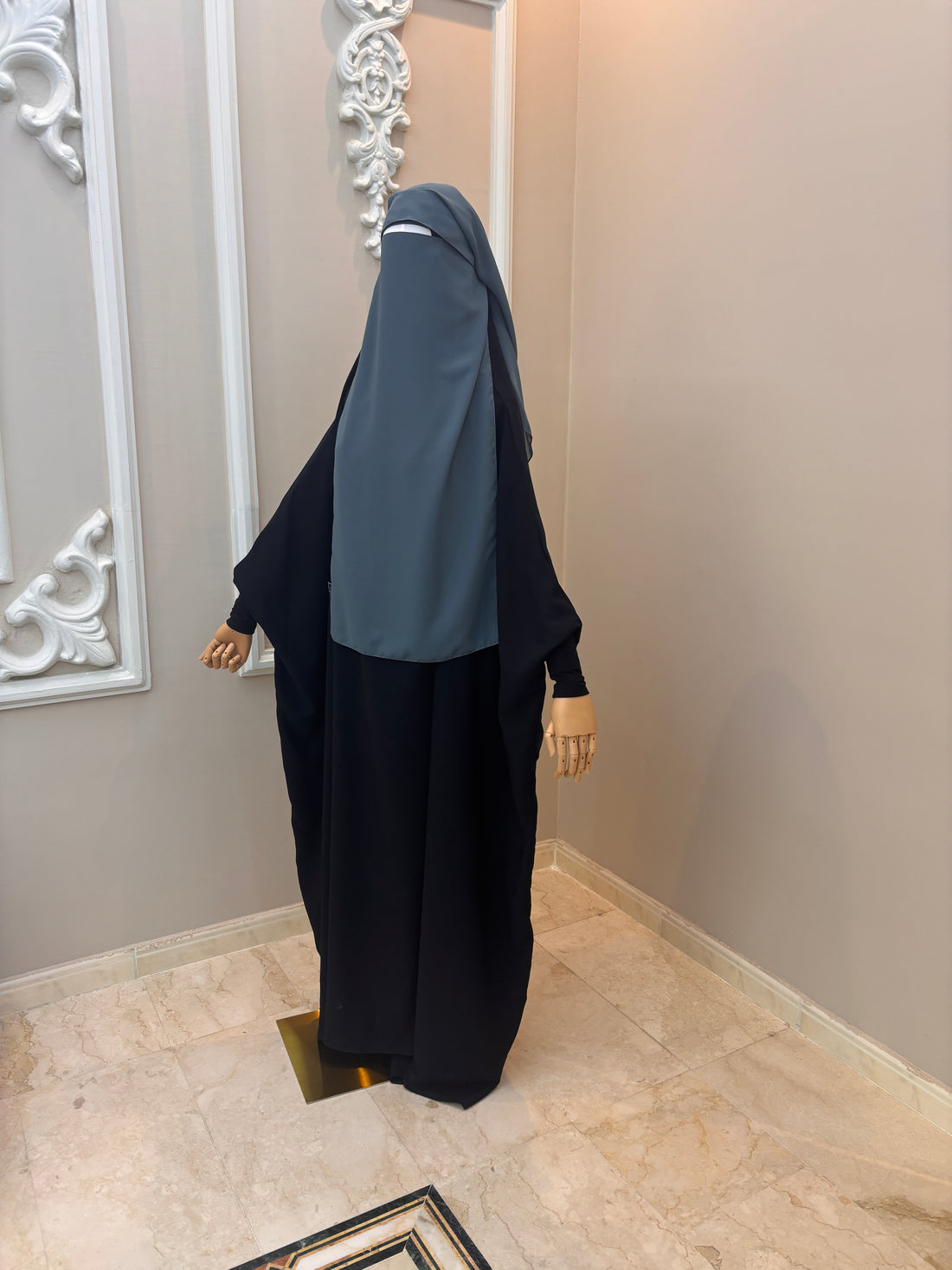 Muted Blue Two-Layer Niqab with eye flap