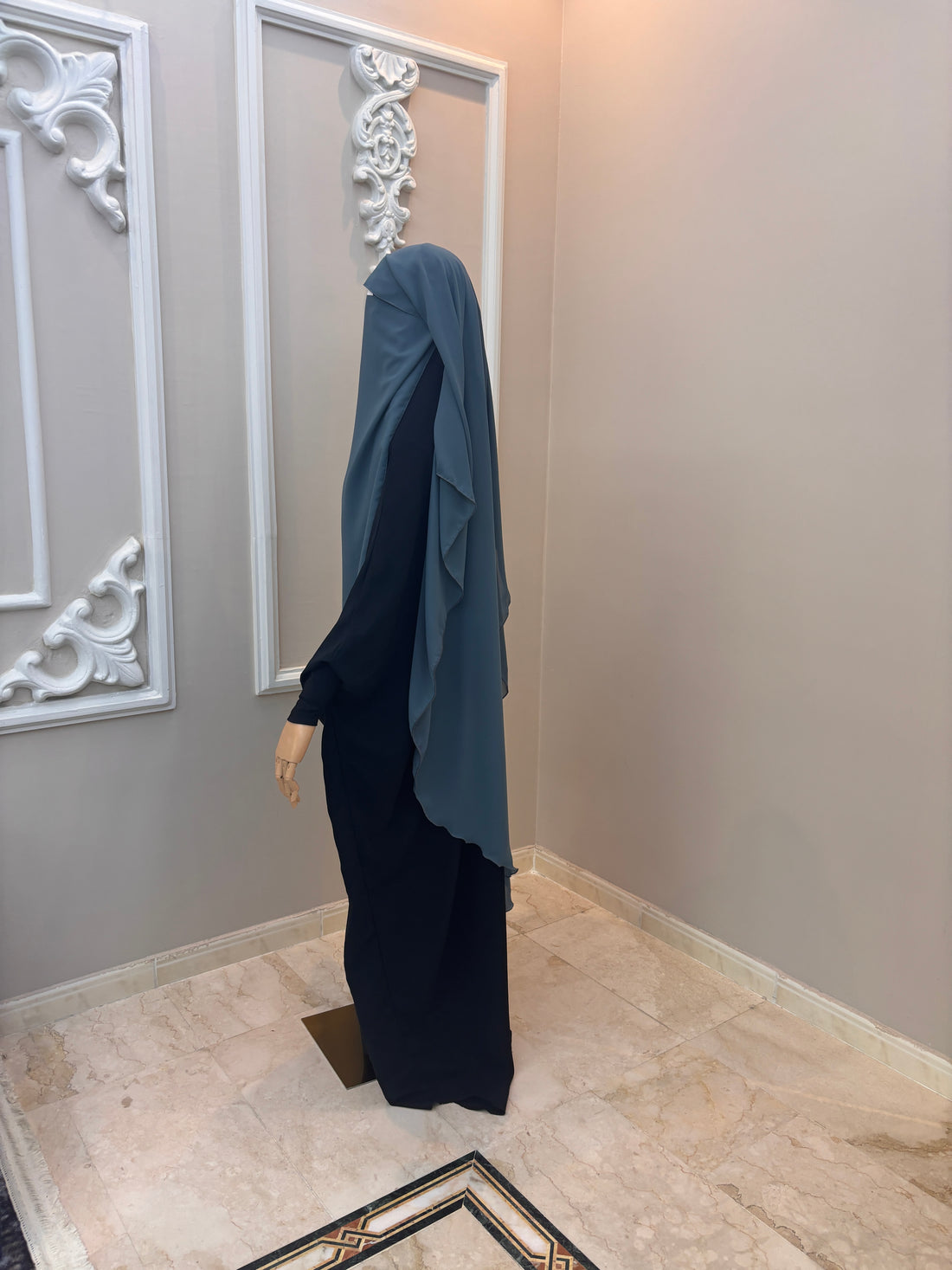 Muted Blue Two-Layer Niqab with eye flap