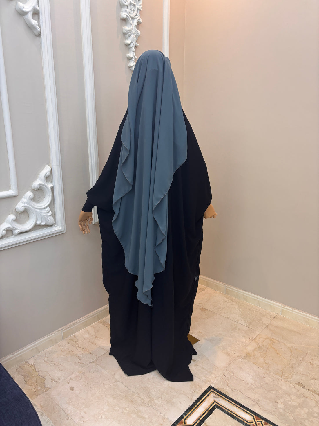 Muted Blue Two-Layer Niqab with eye flap