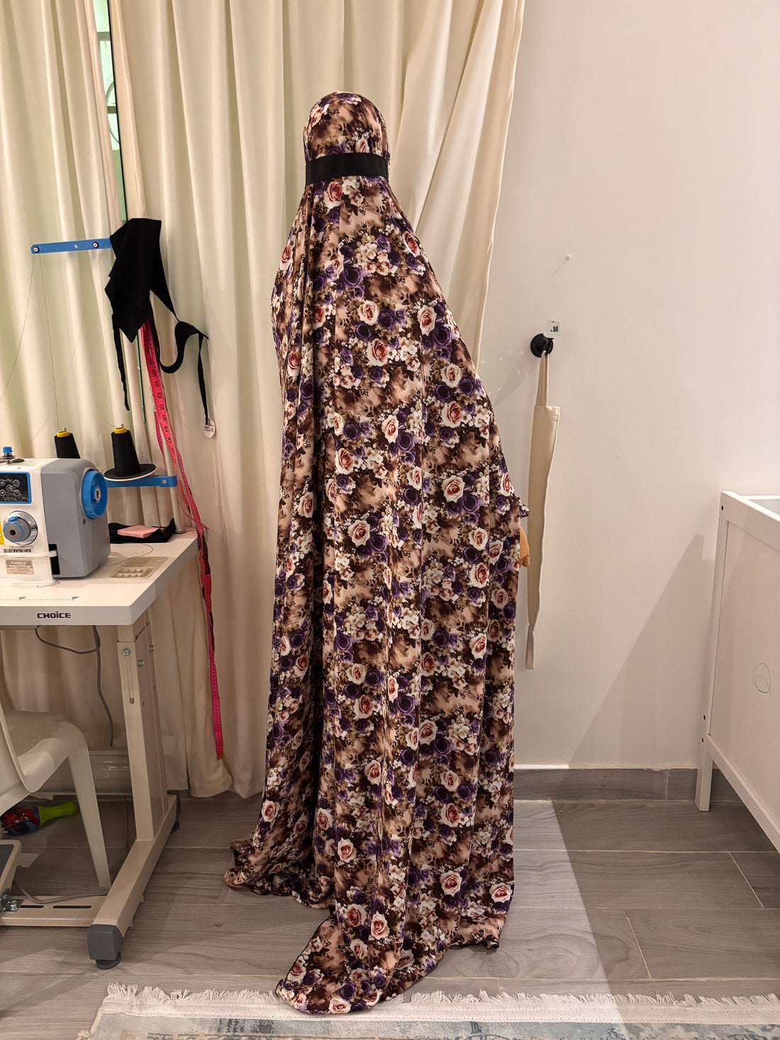 Floral One-Piece Prayer Garment — Floor Length