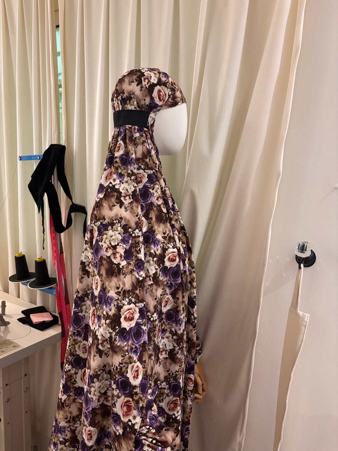 Floral One-Piece Prayer Garment — Floor Length