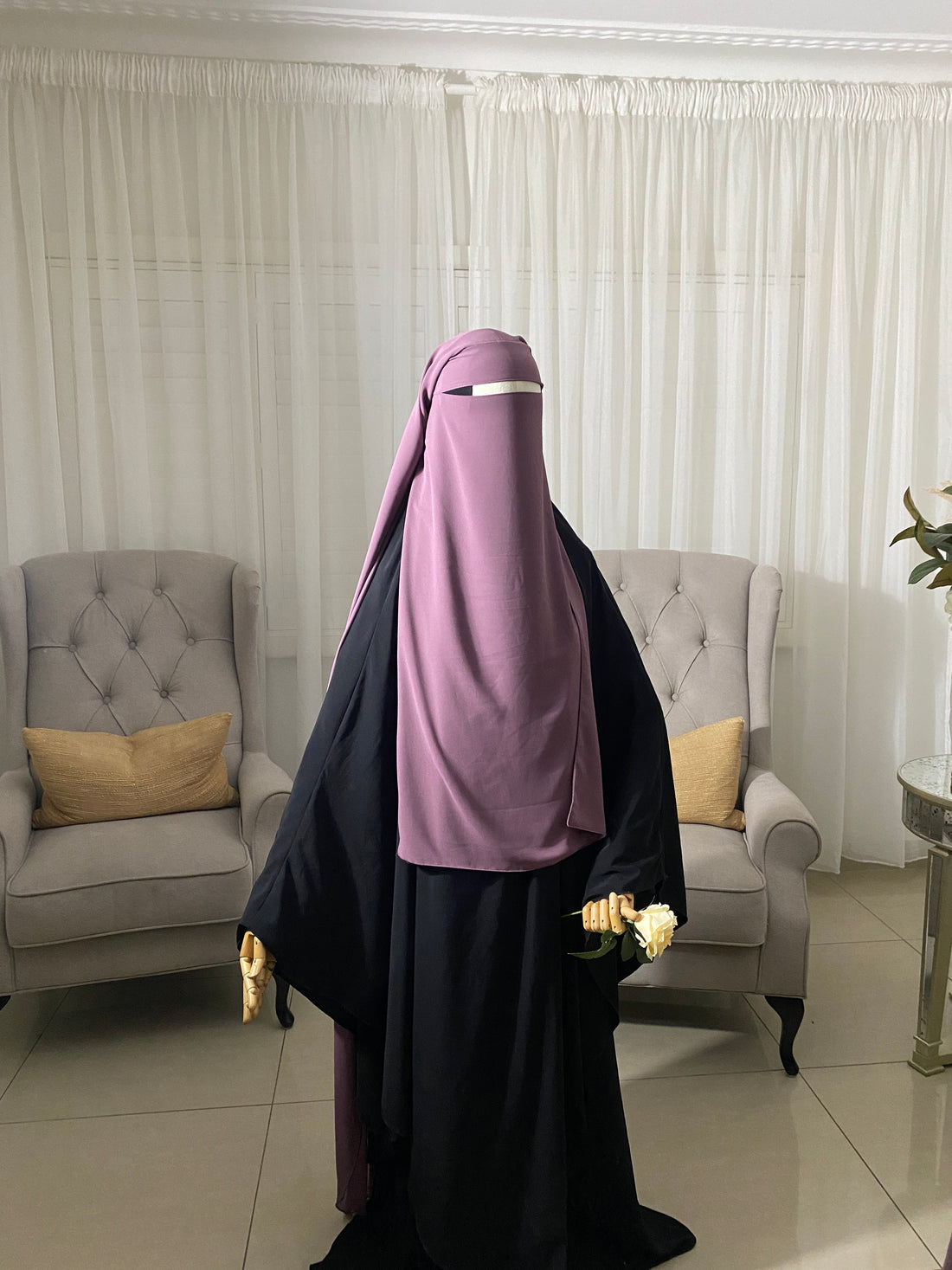 Triple layer niqab butterfly cut - Dusty purple