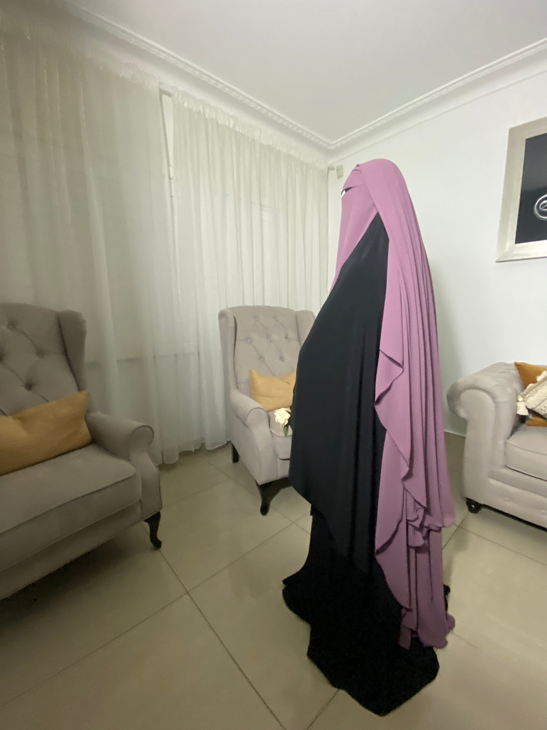 Triple layer niqab butterfly cut - Dusty purple