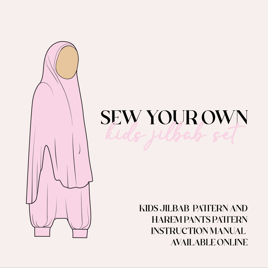 Kids Two Piece Jilbab Set – Sewing Template